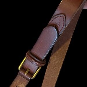 Frye Women's Brown Leather Belt gold brass buckle
